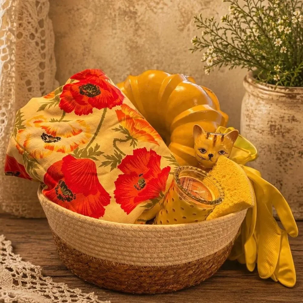 The Golden Kitchen Basket – Curated Vintage Cottagecore Housewarming Gift